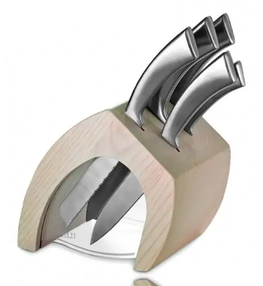 BUGATTI TRATTORIA Blok noży jasne drewno + 5 noży Ergo JASNY BLOK - Italy design