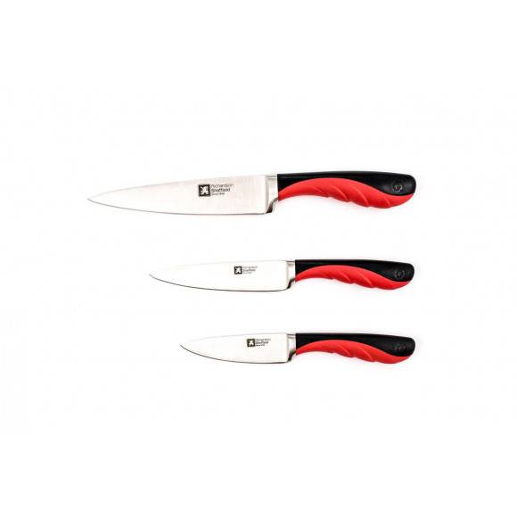 RICHARDSON GRIPI Komplet noży 3 sztuki - czarno-czerwone, blister