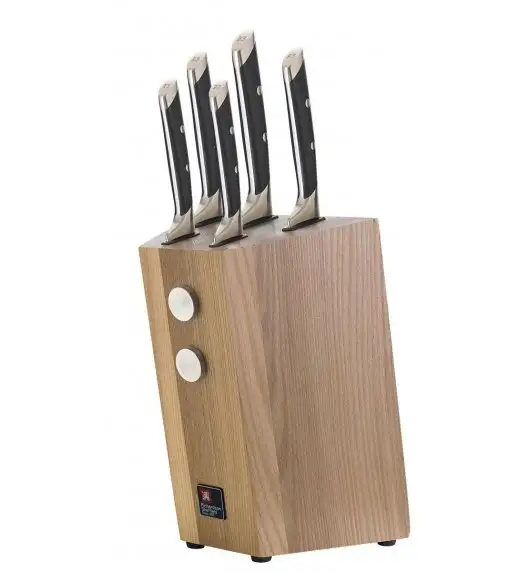 RICHARDSON R:VISION Komplet 5 noży ze stali nierdzewnej w bloku drewnianym, nitowane rękojeści