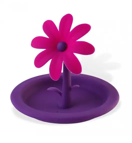 VIALLI DESIGN LIVIO Przykrywka silikonowa z kwiatkiem, fuksja-fiolet.
