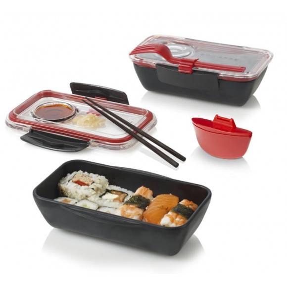 BLACK+BLUM BENTO BOX Pojemnik na lunch, czarno/czerwony. Btrzy