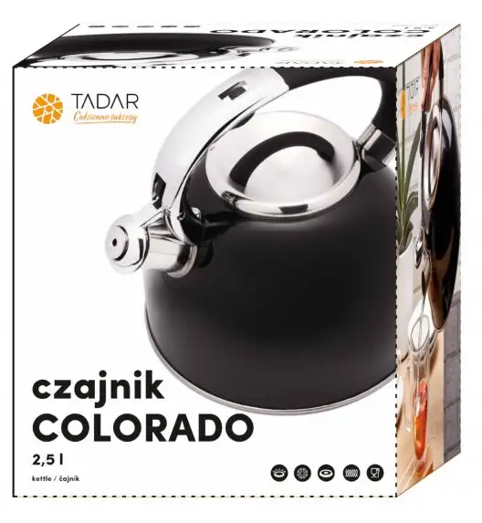 TADAR COLORADO Czajnik 2,5 l ze stali nierdzewnej / Czarny / indukcja