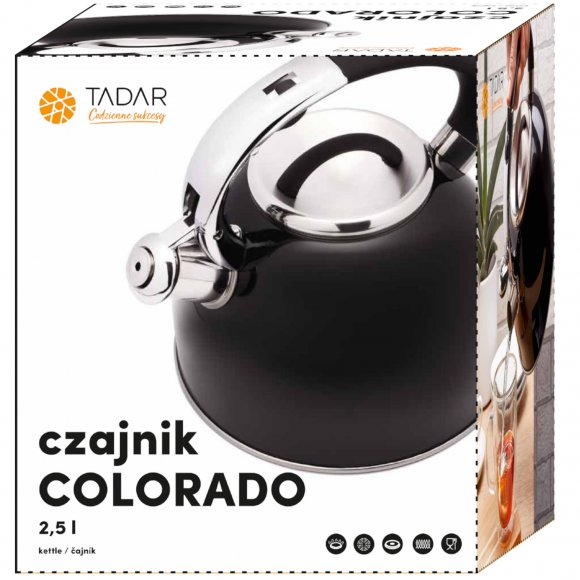 TADAR COLORADO Czajnik 2,5 l ze stali nierdzewnej / Czarny / indukcja