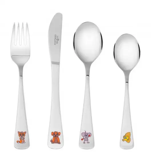 GERLACH PYCHOTKI Sztućce dla dzieci 4 elementy w pudełku / połysk