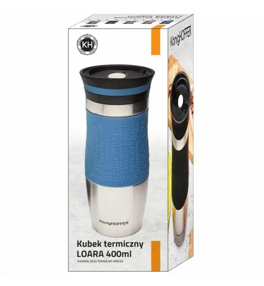 KönigHOFFER LOARA Kubek termiczny 400 ml czarny / stal nierdzewna