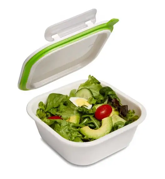BLACK+BLUM Kwadratowy lunch box, duży, biało zielony. Btrzy