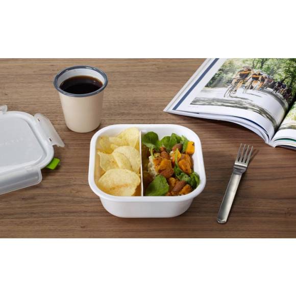 BLACK+BLUM Kwadratowy lunch box, duży, biało zielony. Btrzy