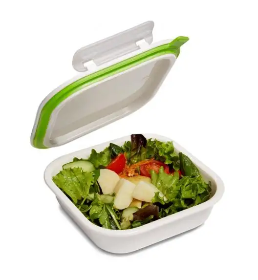 BLACK+BLUM Kwadratowy lunch box, mały, biało zielony. Btrzy
