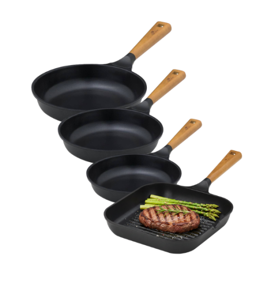 GERLACH NATUR Komplet patelni  20, 24, 28 cm, Grillowa 28 cm / powłoka ceramiczna ILAG® Non-Stick