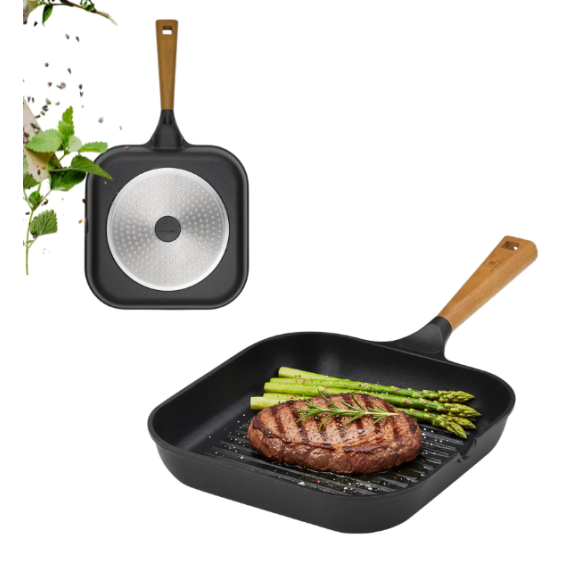 GERLACH NATUR Komplet patelni  20, 24, 28 cm, Grillowa 28 cm / powłoka ceramiczna ILAG® Non-Stick