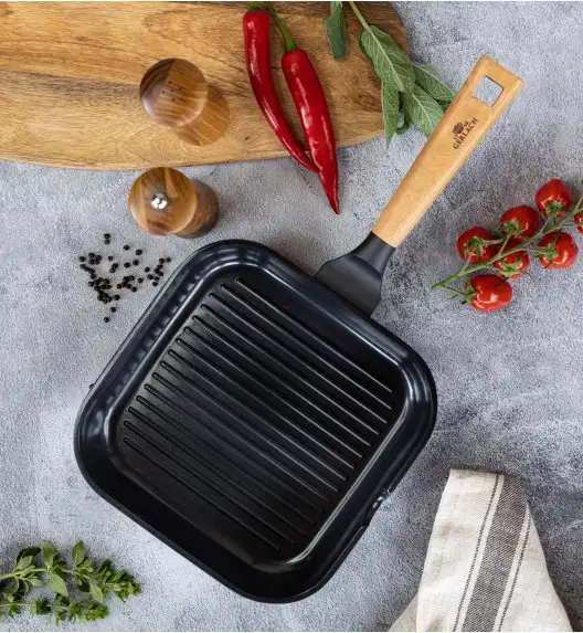 GERLACH NATUR Komplet patelni  20, 24, 28 cm, Grillowa 28 cm / powłoka ceramiczna ILAG® Non-Stick