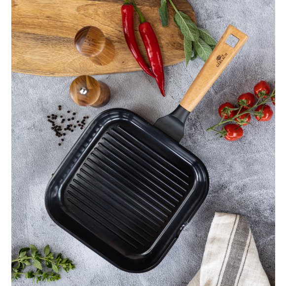 GERLACH NATUR Komplet patelni  20, 24, 28 cm, Grillowa 28 cm / powłoka ceramiczna ILAG® Non-Stick