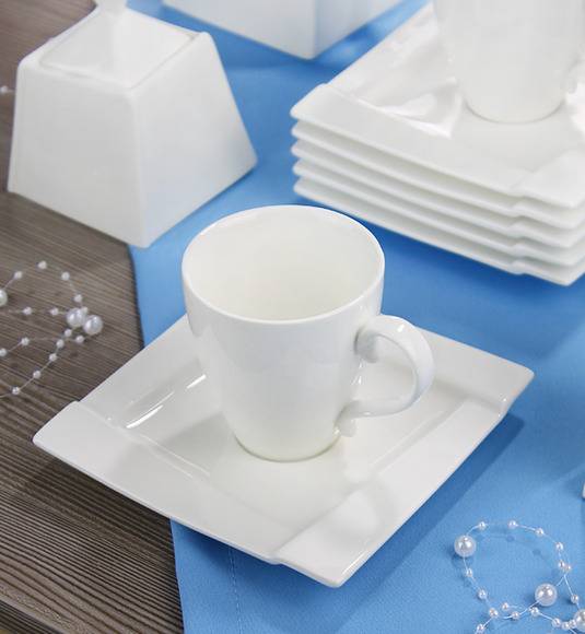 AMBITION KUBIKO Komplet kawowy 17 elementów dla 6 osób / Porcelana / 61249