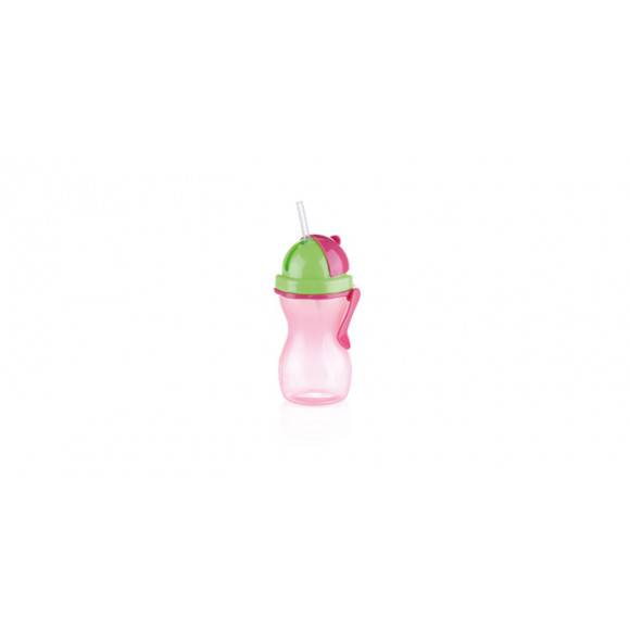 TESCOMA BAMBINI Butelka dziecięca ze słomką 300 ml / zielono - różowa