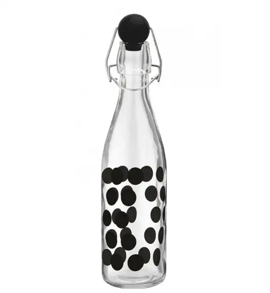 ZAK! DESIGNS Butelka szklana, czarna, 1l z porcelanowym korkiem / Btrzy