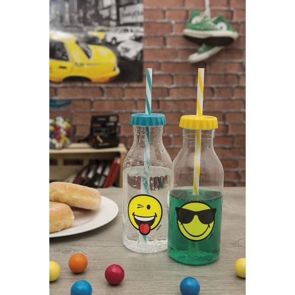 ZAK! DESIGNS Butelka ze słomką 550ml, koralowa, Smiley / Btrzy