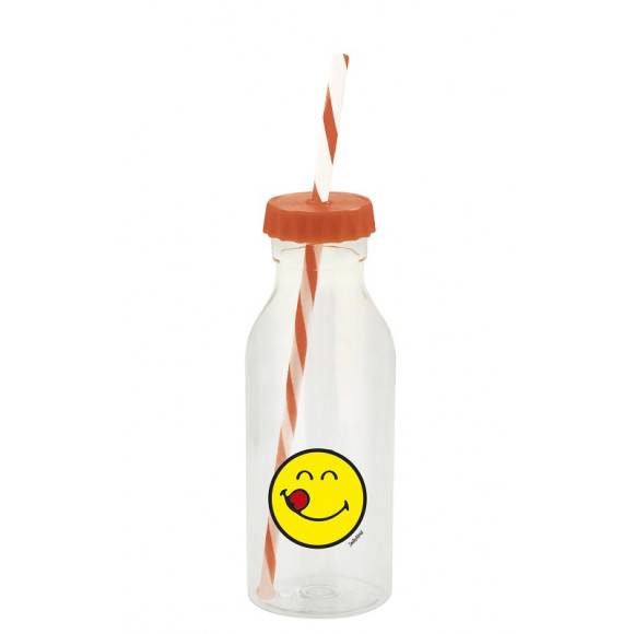 ZAK! DESIGNS Butelka ze słomką 550ml, koralowa, Smiley / Btrzy