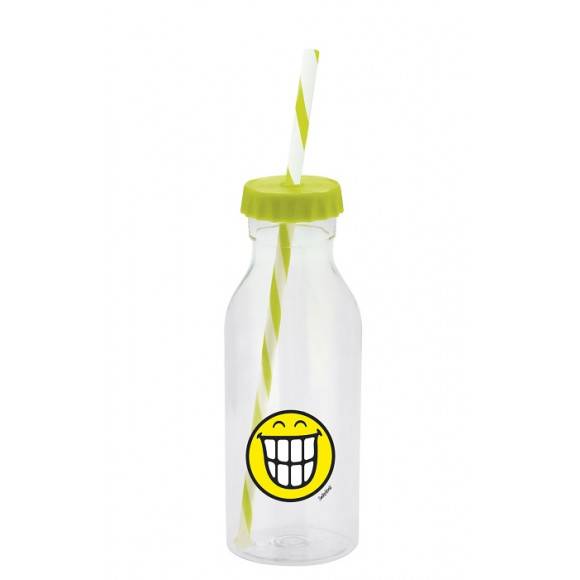 ZAK! DESIGNS Butelka ze słomką 550ml, zielona, Smiley / Btrzy