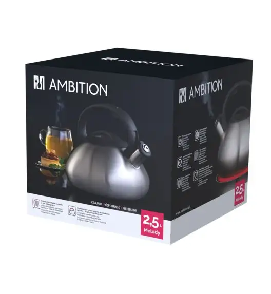 AMBITION MELODY Czajnik 2,5 l z bakelitowym uchwytem / stal nierdzewna / 37106