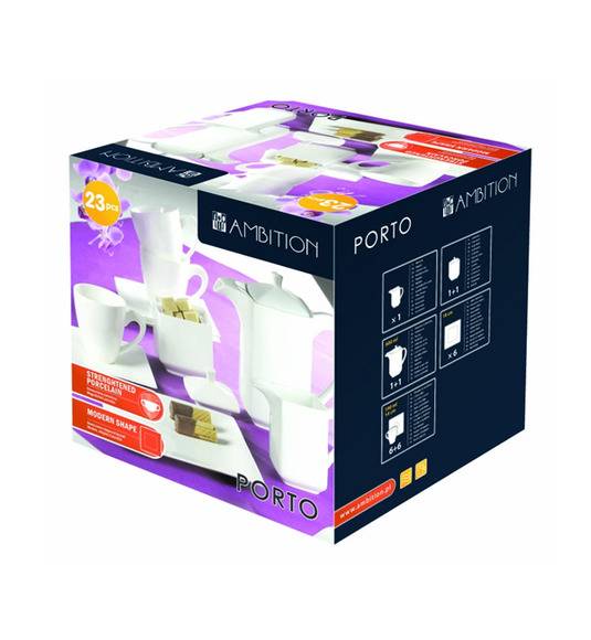 AMBITION PORTO Serwis kawowy 17 elementów dla 6 osób / Porcelana / 33988