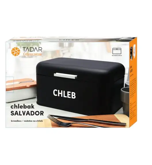 TADAR SALVADOR Chlebak z napisem 30,5 x 18 cm / czarny / stal nierdzewna