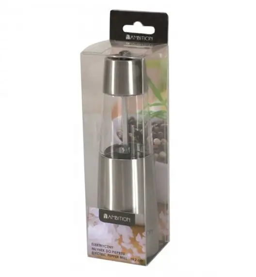 AMBITION Młynek elektryczny czarny do pieprzu z regulacją grubości mielenia 37767