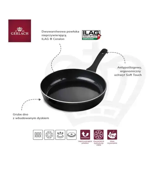 GERLACH HARMONY CLASSIC Zestaw patelni z powłoką ceramiczną ILAG 20, 24, 28 cm / 3 elementy