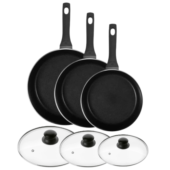 GERLACH HARMONY CLASSIC Zestaw patelni z powłoką ceramiczną ILAG 20, 24, 28 cm z pokrywkami / 6 elementów