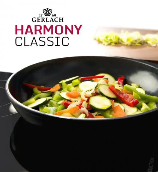GERLACH HARMONY CLASSIC Zestaw patelni z powłoką ceramiczną ILAG 20, 28 cm z pokrywkami / 4 elementy