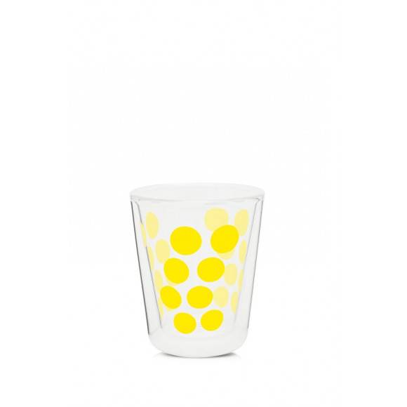 ZAK! DESIGNS Szklanka z podwójnymi ściankami, żółte kropki, 200 ml / Btrzy