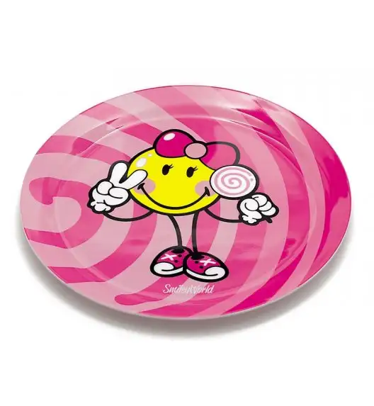 ZAK! DESIGNS Smiley Kid Talerzyk z melaminy dla dziewczynki, różowy /Btrzy
