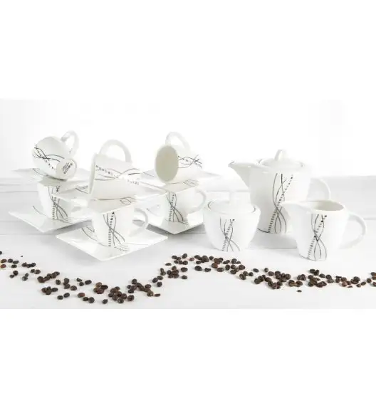 LANOVA Serwis kawowy 15 elementów 6 osób QUADRO FRESCO porcelana zdobiona