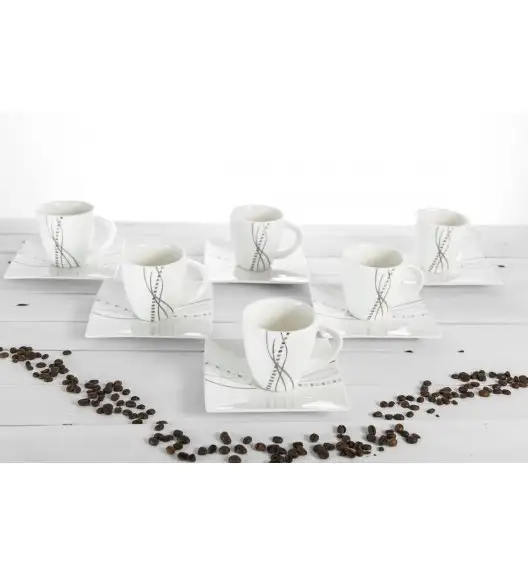 LANOVA Serwis kawowy 12 elementów 6 osób QUADRO FRESCO porcelana zdobiona