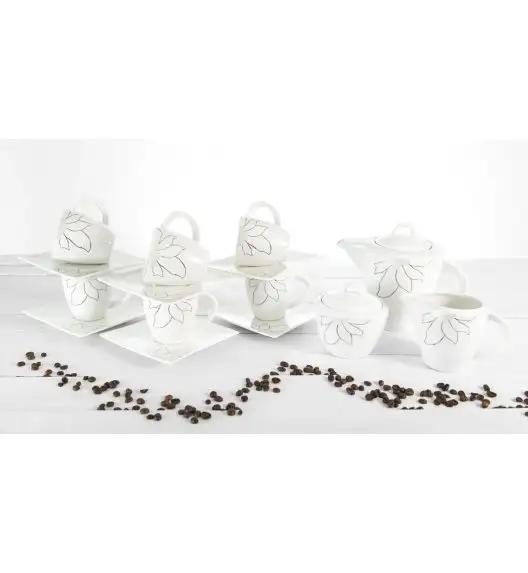 LANOVA Serwis kawowy 15 elementów 6 osób QUADRO FIORE porcelana zdobiona