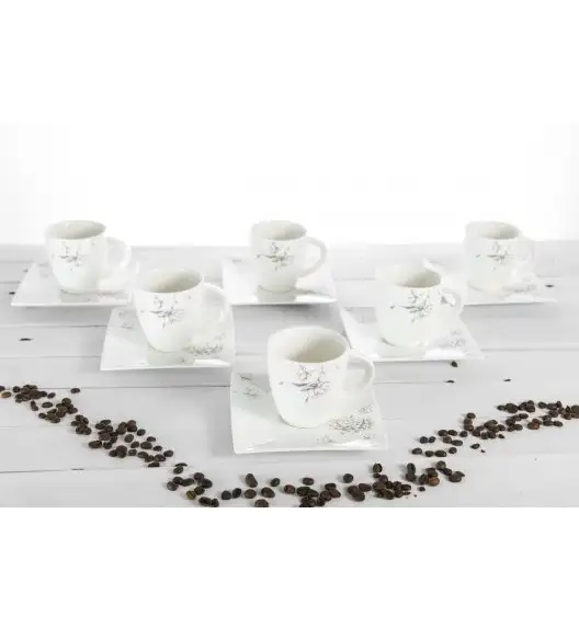 LANOVA Serwis kawowy 12 elementów 6 osób QUADRO PROSECCO porcelana zdobiona