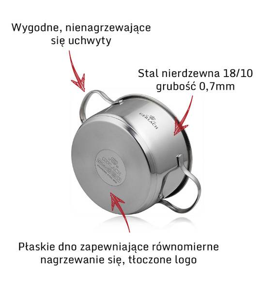 GERLACH VIVA Komplet Garnki z pokrywkami 8 el / stal nierdzewna / INDUKCJA