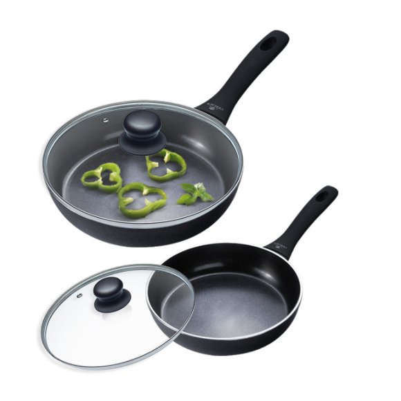 GERLACH CONTRAST PROCOAT Komplet patelni 20, 28 cm z powłoką ceramiczną non-stick + pokrywki uniwersalne
