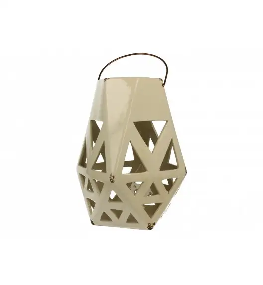 DUO Lampion ceramiczny 27,5 cm / trójkąty/ kremowy