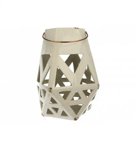 DUO Lampion ceramiczny 27,5 cm / trójkąty/ biały