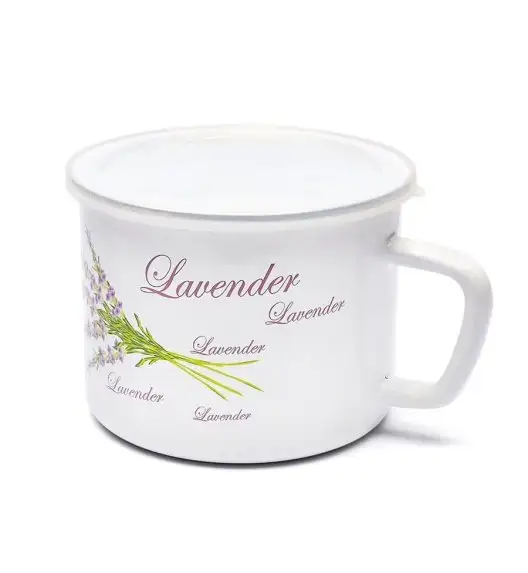 TADAR Kubek emaliowany z pokrywką LAWENDA 1,4 L