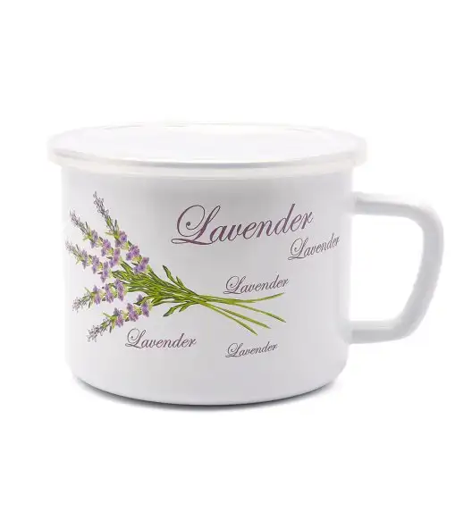 TADAR Kubek emaliowany z pokrywką LAWENDA 1,4 L
