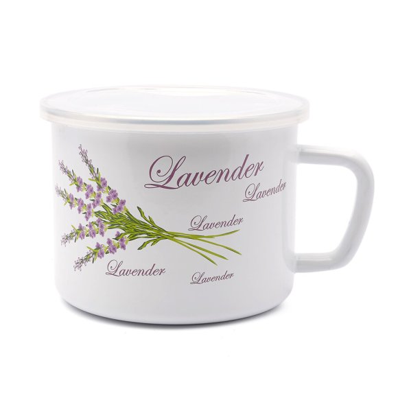 TADAR Kubek emaliowany z pokrywką LAWENDA 1,4 L