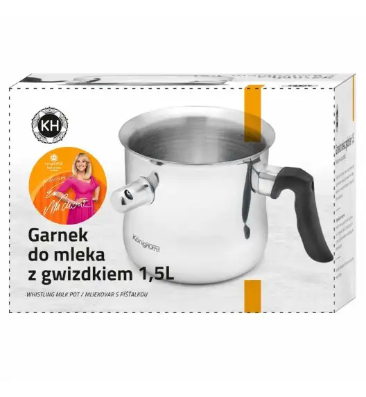 KönigHOFFER Garnek do gotowania mleka 1,5 l z gwizdkiem / stal nierdzewna