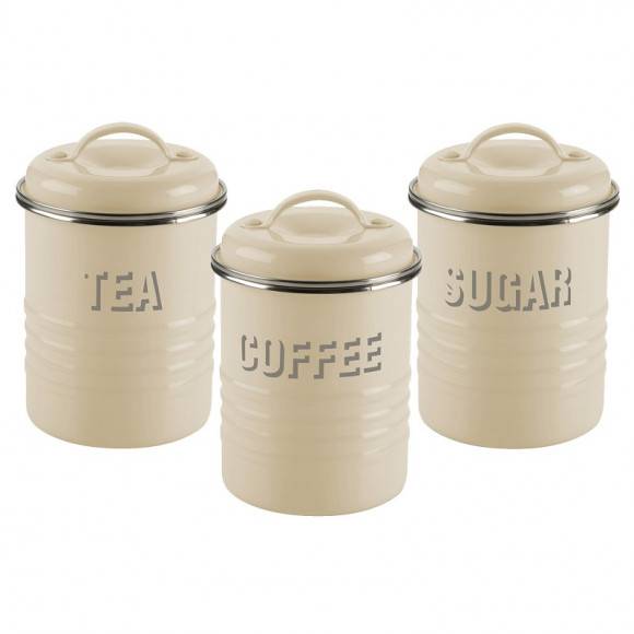 TYPHOON VINTAGE KITCHEN Zestaw 3 pojemników na kawę, herbatę i cukier / kremowe