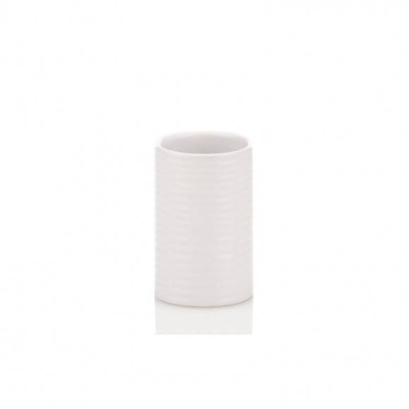 KELA Ceramiczny kubek łazienkowy GROOVE biały / FreeForm