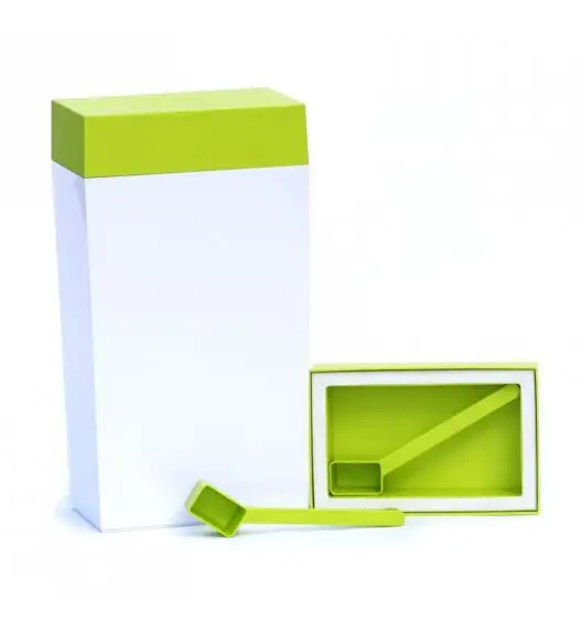O'LaLa Pojemnik prostokątny z miarką do przechowywania żywności / 4,0 L / biało-zielony