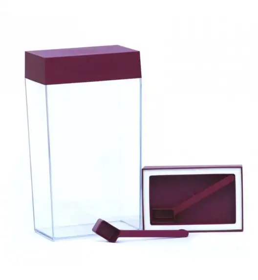 O'LaLa Przeźroczysty pojemnik prostokątny z miarką do przechowywania żywności / 4,0 L / rubinowy