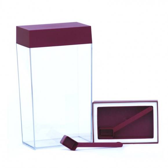 O'LaLa Przeźroczysty pojemnik prostokątny z miarką do przechowywania żywności / 4,0 L / rubinowy