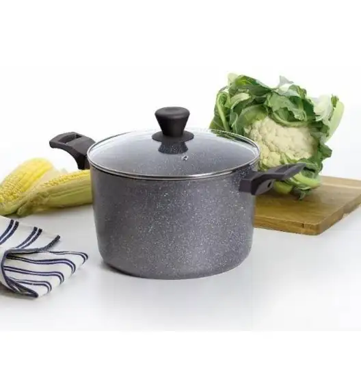 AMBITION SILVERSTONE Garnek aluminiowy 6 l z powłoką Qualum Basic Stone Edition 24 cm