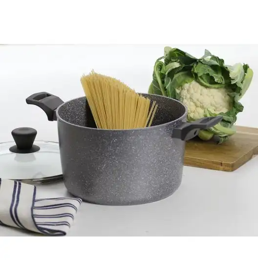 AMBITION SILVERSTONE Garnek aluminiowy 6 l z powłoką Qualum Basic Stone Edition 24 cm